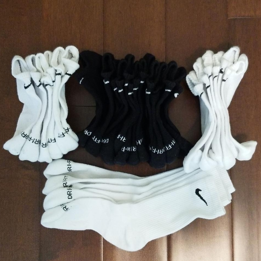 Nike White and Black Crew Socks Set